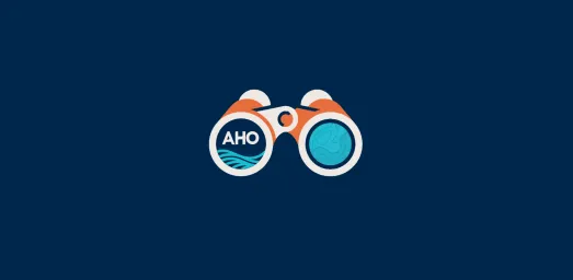 Binoculars icon with AHO logo in the lens