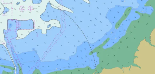 Electronic chart image showing various navigational symbology