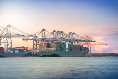 Container ship in port