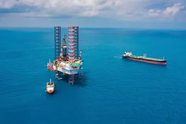 Oil tanker at oil rig