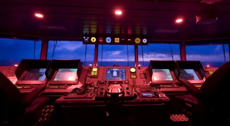 Ship bridge at night