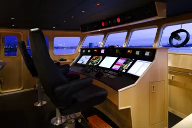 Ship bridge at night