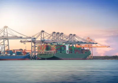 Container ship in port