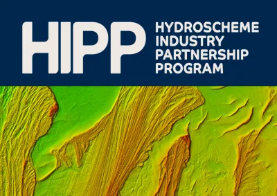 HIPP logo above green and orange bathemetry