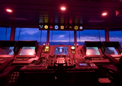 Ship bridge at night